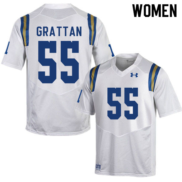 Women #55 Paul Grattan UCLA Bruins College Football Jerseys Sale-White - Click Image to Close